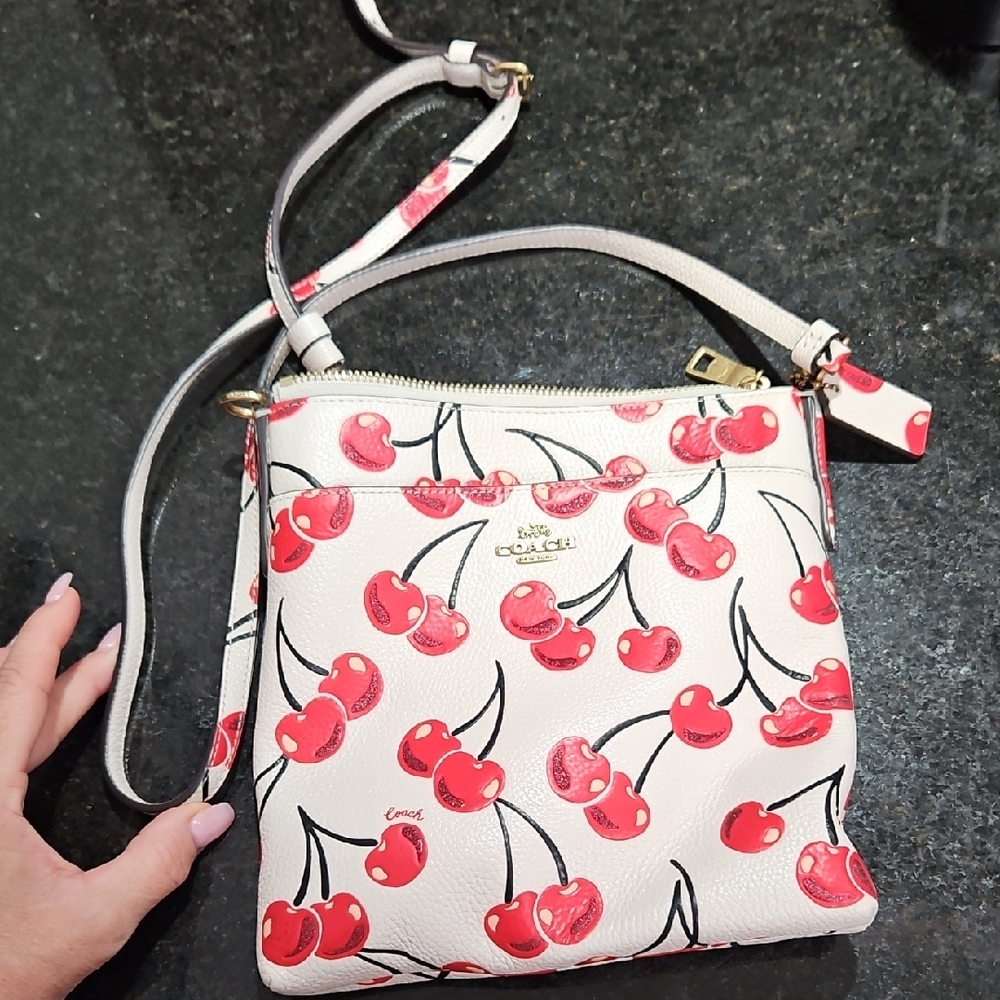 Coach White Crossbody Bag with Red Cherry Print - Picture 1 of 8